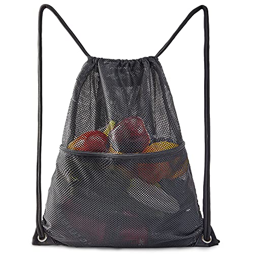 COVAX Mesh Drawstring Bag, Gym Equipment Storage Bag for Sports, Beach, Swimming, Shopping