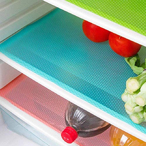 AKINLY 9 Pack Washable Fridge Mats Liners Waterproof Fridge Pads Drawer Table Mats Refrigerator Liners for Shelves,3Red/3Green/3Blue