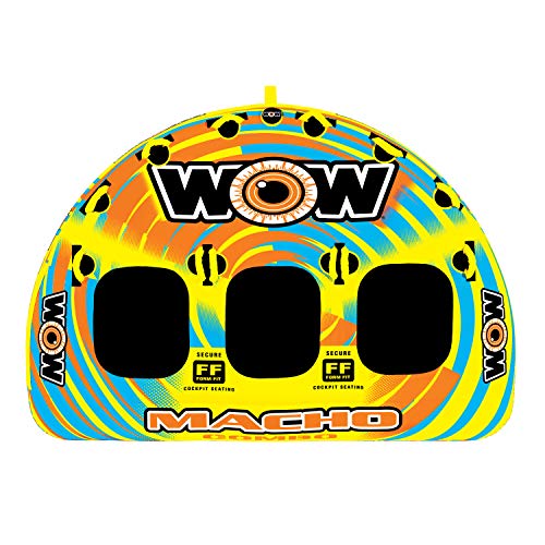WOW World of Watersports Macho Multiple Riding Positions Tube 1 2 or 3 Person Inflatable Deck and Cockpit Towable Tube for Boating, 16-1030