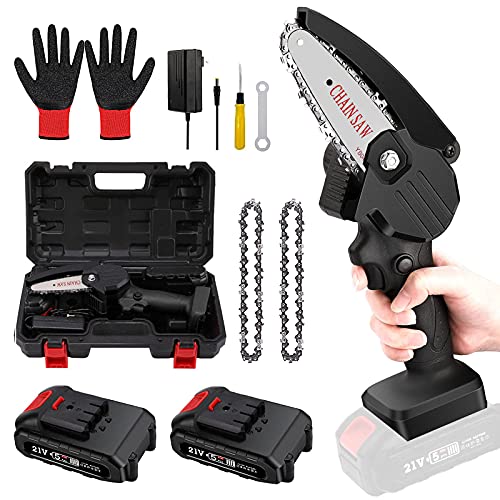 ZNP Mini Chainsaw Cordless, Battery Powered Chainsaw, 4 inch Handheld Portable Chain Saw for Tree Pruning, Electric operated Small Chainsaw for Gardening Tree Branch Wood Cutting (upgrade 2.0)