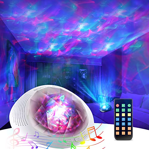 Soaiy Aurora/Northern Light Projector with White Noise Sound Machine, Bluetooth Speaker/Timer/Remote, LED Laser Bedroom Ceiling Decor Projector Light for Adults, Baby, Kids Sleep/Relax Gaming Room/Bar