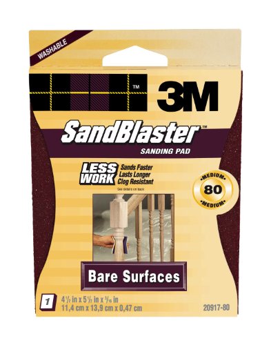 3M 20917-80 Sand Blaster Bare Surfaces Sanding Sponges, Medium, 80-Grit