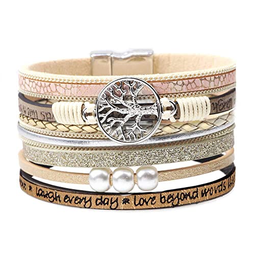 Gifts for Women Teenage Girls, Inspirational Wrap Around Boho Leather Bracelets ,Christmas Birthday Gifts Jewelry for Teens Girls