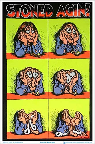 Stoned Agin' by R Crumb Laminated Blacklight Poster - 23.5' x 35.5'