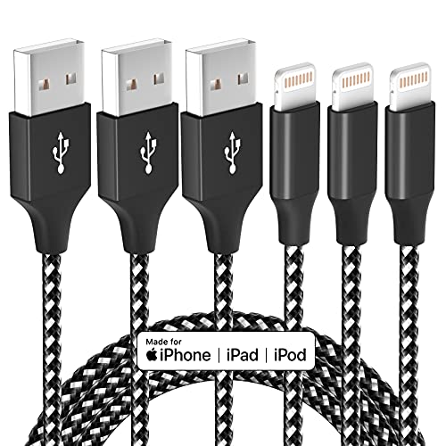 Mfi Certified iPhone Charger Cable 3Pack 10FT Lightning Cable Nylon Braided iPhone Cord Fast Charging Syncing Long Cord Compatible iPhone 12 11 Pro Max XS XR X 8 7 Plus and More