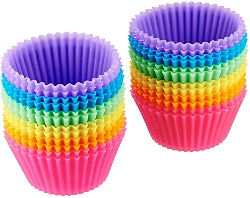 Amazon Basics Reusable Silicone Baking Cups, Muffin Liners - Pack of 24, Multicolor