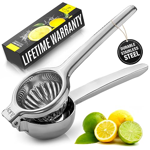 Lemon Squeezer Stainless Steel with Premium Quality Heavy Duty Solid Metal Squeezer Bowl - Large Manual Citrus Press Juicer and Lime Squeezer Stainless Steel - by Zulay Kitchen