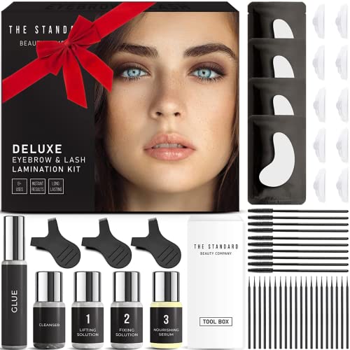 The Standard Beauty Co. Deluxe Brow Lamination & Lash Lift Kit | 2-in-1 Combo Kit | Easy At-Home DIY Perming Kit for Feathered Brows & Fanned Lashes | Instantly Fuller Eyebrows | Curled Eyelashes