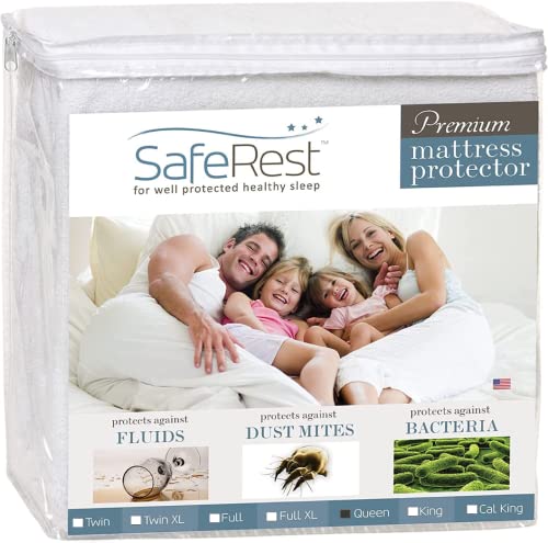 SafeRest Queen Size Premium Hypoallergenic Waterproof Mattress Protector - Vinyl Free