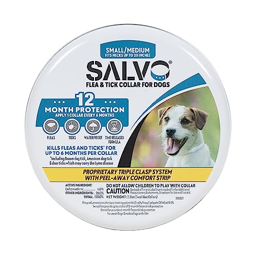 SALVO Flea and Tick Collar for Dogs - Pack of 2 for 12 Months of Protection - Flea and Tick Prevention for Dogs (Small/Medium)