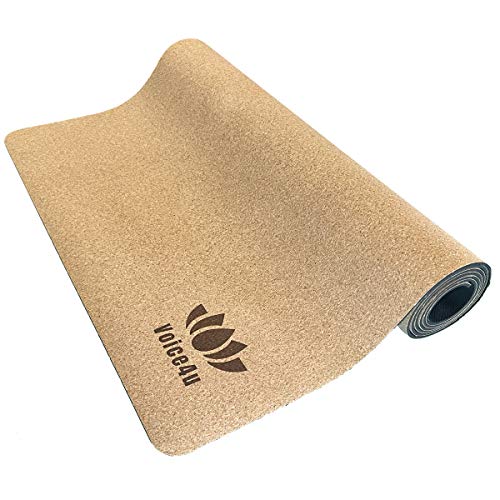 Natural Cork and Rubber Yoga Mat, Eco Friendly Workout Mat With Carry Strap Extra Long 72’’x24’’ Thick Non-Slip, Lightweight Mat for Indoor Fitness and Outdoor Exercise