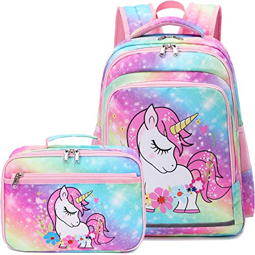 CAMTOP Backpack for Kids Girls School Backpack with Lunch Box Preschool Kindergarten BookBag Set