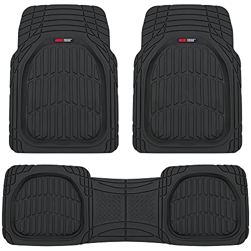 Motor Trend - MT-923-BK 923-BK Black FlexTough Contour Liners-Deep Dish Heavy Duty Rubber Floor Mats for Car SUV Truck & Van-All Weather Protection, Universal Trim to Fit