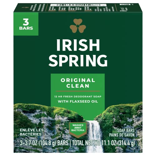 Irish Spring Bar Soap for Men, Original Clean Mens Bar Soap, Smell Fresh and Clean for 12 Hours, Men Soap Bars for Washing Hands and Body, Mild for Skin, Recyclable Carton, 24 Pack, 3.7 Oz Soap Bars