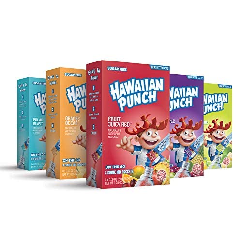 Hawaiian Punch, Kid's Choice Variety Pack– Powder Drink Mix - (5 boxes, 40 sticks) – Sugar Free & Delicious, Excellent source of Vitamin C, Makes 96 flavored water beverages