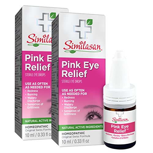 Similasan Pink Eye Relief Drops 0.33 fl oz 2 Count, for Temporary Relief from Red Eyes, Itchy Eyes, Burning Eyes, and Watery Eyes, Formulated with Natural Active Ingredients