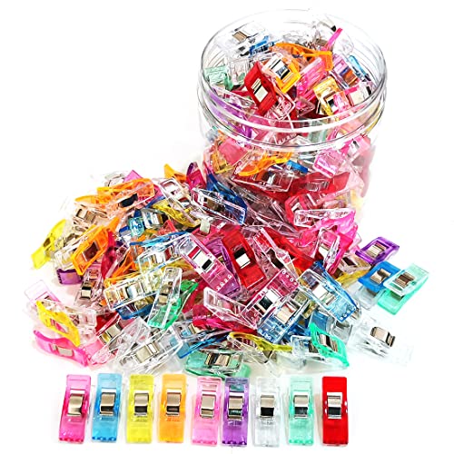 Otylzto Sewing Clips, 100 Pcs with Plastic Box, Premium Quilting Clips for Supplies Crafting Tools, Assorted Colors Plastic Clips for Crafts, Plastic Clip for Craft,Sew Clip,Sew Clips,Sewing Notions