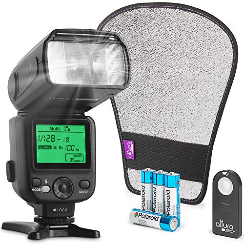 Altura Photo Camera Flash KIT W/LCD Display for DSLR & Mirrorless Cameras, External Flash Featuring a Standard Hot Flash Shoe, Universal Camera Flash for Canon, Sony, Nikon, and Other Cameras