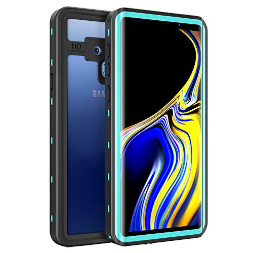 Fansteck Samsung Galaxy Note 9 Waterproof Case, IP68 Waterproof/Snowproof/Shockproof/Dirtproof, Fully Sealed Underwater Protective Cover for Samsung Galaxy Note 9 (6.4-inch-Black/Aqua Blue)