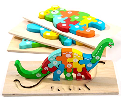 Montessori Mama Wooden Toddler Puzzles for Kids Ages 2-4, Montessori Toys for 3 Year Old, Animal Toddler Toys Ages, 4-Pack Learning Toddler Puzzle