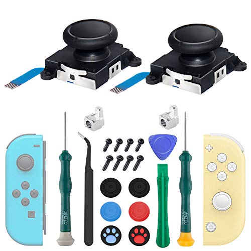 2 Pack Joycon Joysticks, Joycon Repair Kit Joystick Replacement Parts for Nintendo Switch, Switch Lite & Switch OLED, Include Thumb Grips, Metal Lock Buckles