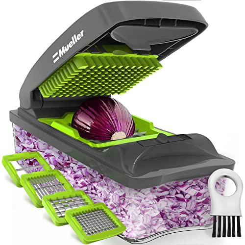 Mueller Vegetable Chopper - Heavy Duty Vegetable Slicer - Onion Chopper with Container - Food Chopper Slicer Dicer Cutter - 4 Blades