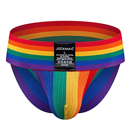 JOCKMAIL Men Underwear Briefs Rainbow Low Waist Men Briefs Athletic Underwear Men Briefs for Sport Gym