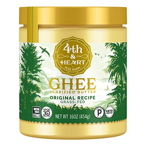 4th & Heart Original Grass-Fed Ghee, 16 Ounce, Keto, Pasture Raised, Non-GMO, Lactose and Casein Free, Certified Paleo