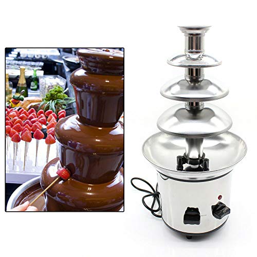 110V 170W 4-Tier Stainless Steel Electric Chocolate Melting Fondue Fountain for for Melted Chocolate,Candy,Butter,Cheese, Caramel,One Size 1000g US