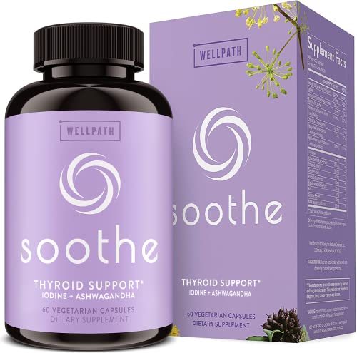 Soothe Iodine Supplement - Thyroid Support for Women - Selenium, Ashwagandha Supplements, Schisandra, Bladderwrack, Rhodiola & Kelp | Thyroid Energy & Stress Supplements Booster | Adaptogens, 60 ct