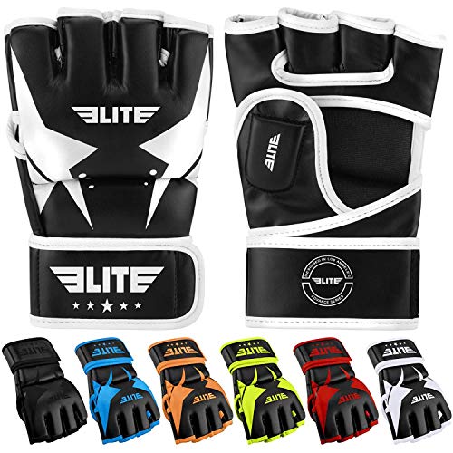 MMA UFC Gloves for Men, Women, and Kids, Elite Sports Best Mixed Martial Arts Sparring Training Grappling Fighting Gloves (White/Black, Small)