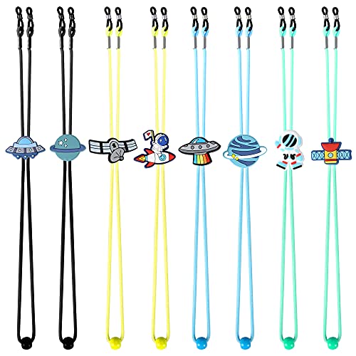 BANBALLON Kids Glasses Strap Adjustable Planet Space Anti-slip Eyeglass Straps Adjuster Stretchy Sunglass Straps String for Kids (8pcs) Eyewear Retainer Glasses Chain Glasses Lanyard for Boys Girls