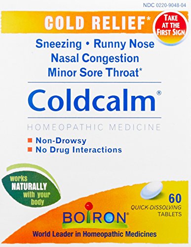 Boiron Coldcalm Cold Relief Medicine, 60 Tablets (Pack of 3). Quick-Dissolvin for Sneezing, Runny Nose, Nasal Congestion and Minor Sore Throat. Non-drowsy Cold Medicine, Natural Active Ingredients