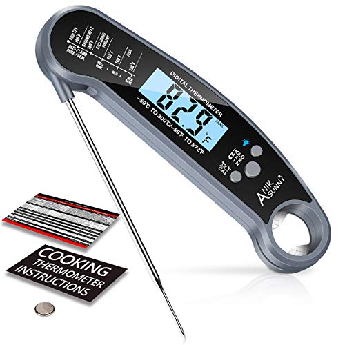 Aniksunny Digital Meat Thermometer - Ultra Fast Instant Read Food Thermometer with Bottle Opener and Calibration Waterproof Cooking Thermometer for Grill, Kitchen, Outdoor, Candy, Milk and BBQ