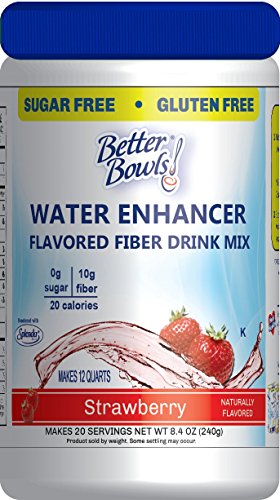 Better Bowls Water Enhancer, Zero Sugar, Prebiotic 10 gm Fiber, Natural, Strawberry Flavored Drink Mix. Made with Splenda sweetener, 8.4 ounce, 21 servings per pack