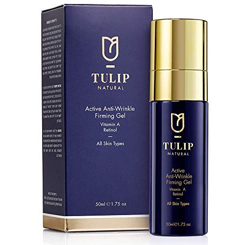Tulip Natural Active Anti-Wrinkle Firming Gel Vitamin A Retinol Moisturizer – Anti-Aging Nightly Facial Treatment Smooths Forehead Wrinkles, Fine Lines, Crows Feet Fast – Face Firming Cream, 1.75oz