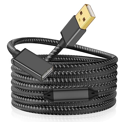 USB Extension Cable 50ft: Braided, Sturdy, No Smell, Data Transfer Stable USB 2.0 A to B Cord Gold-Plated Aluminum Alloy Shell High Speed 480 Mbps