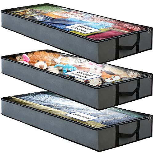 NestNeatly SmartCube Underbed Storage Bag 3 Large Under-the-Bed Storage Bins with Reinforced Handles Foldable Under-Bed Storage Bags and Containers