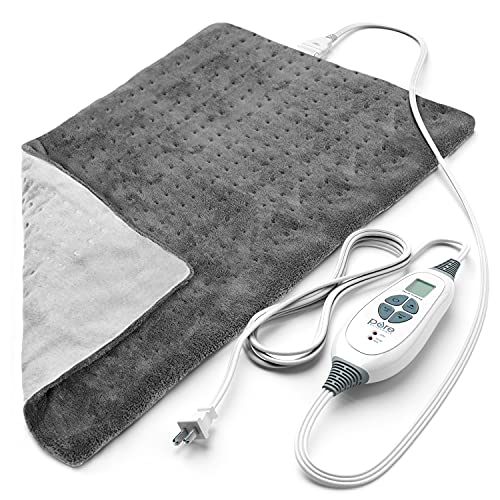 Pure Enrichment PureRelief XL Heating Pad - LCD Controller with 6 InstaHeat Settings for Cramps, Back, Neck, & Shoulder Pain Relief, Moist Heat Option, Machine Washable, 12' x 24' Storage Bag (Gray)