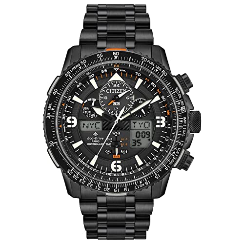 Citizen Men's Promaster Air Skyhawk Eco-Drive Pilot Watch, Atomic Timkeeping Technology, Chronograph, Power Reserve Indicator, Ana-digi Display, Luminous Hands and Markers, Anti-Reflective Crystal, Black Ion-Plated