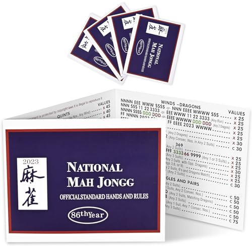 Dekoresyon Mahjong Cards 2024, 4 Pcs Mahjong Cards 2024 Large Print, National Mahjong Official Standard Hands and Rules, 2024 Mahjong Card Mahjong Scorecard (Blue)