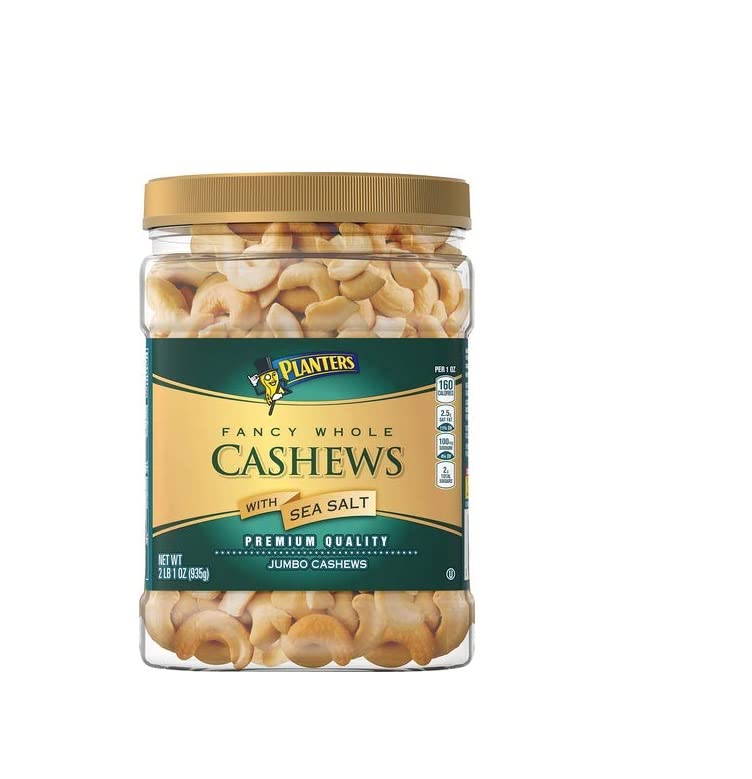 PLANTERS Fancy Whole Cashews with Sea Salt, 2 Lb 1Oz Resealable Jar, Packaging may vary