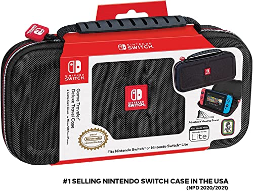 Game Traveler Nintendo Switch Case - Switch OLED Case for Switch OLED, Switch and Switch Lite, Adjustable Viewing Stand & Bonus Game Cases, Deluxe Carry Handle, Licensed Nintendo Switch Game case