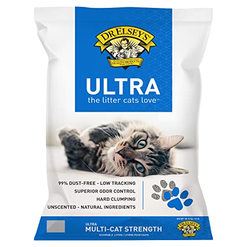 Dr. Elsey’s Premium Clumping Cat Litter - Ultra - 99.9% Dust-Free, Low Tracking, Hard Clumping, Superior Odor Control, Unscented & Natural Ingredients