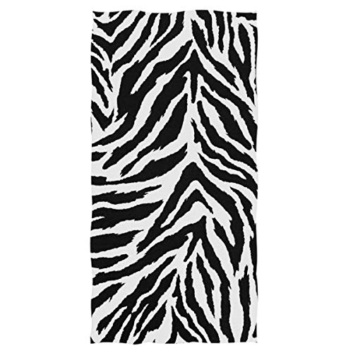 Naanle Stylish Zebra Seamless Pattern Soft Highly Absorbent Large Hand Towels Multipurpose for Bathroom, Hotel, Gym and Spa (16' x 30',White Black)