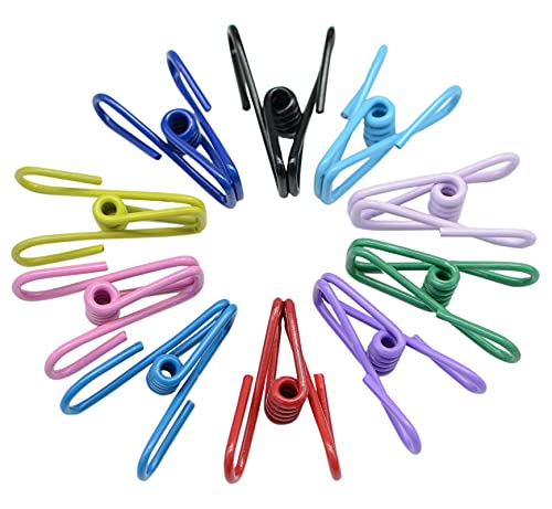 Chip Clips, 30 Pcs 2 Inch 10 Different Random / Mixed Colors Utility Metal Clips PVC-Coated High Elasticity Good Persistence for Clothespins Paper / Food Bag Clips Clothes Pins( 30pcs)