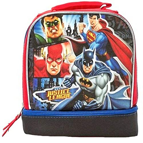 JUSTICE LEAGUE BATMAN SUPERMAN PVC & Lead Safe Dual Chamber Insulated Lunch Box w/Cape