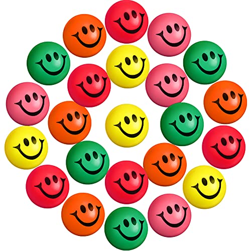 30 Pieces Red/Pink Heart Smile Funny Face Stress Balls, Mini Foam Ball, Stress Relief Smile Balls for School Carnival Reward, Valentine Party Bag Gift Fillers (Pink, Green, Yellow, Orange, Red, Red)