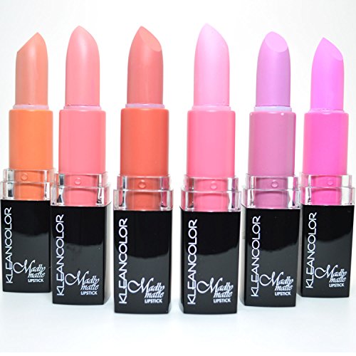 6 KLEANCOLOR MADLY MATTE LIPSTICK SET BOLD VIVID PINK APRICOT LIP STICK + FREE EARRING by Kleancolor