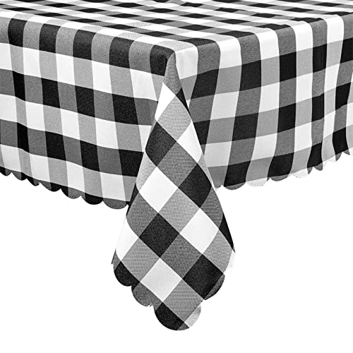 Reluen Black and White Buffalo Plaid - Square Tablecloth Buffalo Plaid Sheets Polyester Tablecloth Washable Tablecloth Home Kitchen Outdoor Dining Table Cover Indoor Tablecloth